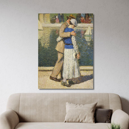 Una Coppia Che Cammina Lungo Il Bacino Del Lussemburgo Henri Martin hmt80 quadro stampato su tela