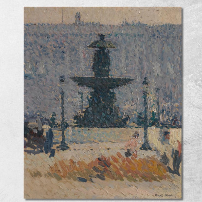 Una Delle Fontane Di Place De La Concorde A Parigi Henri Martin hmt83 quadro stampato su tela