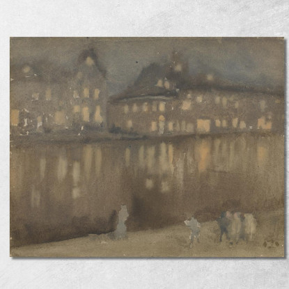 Gran Canale Amsterdam - Notturno James Abbott McNeill Whistler jam38 quadro stampato su tela