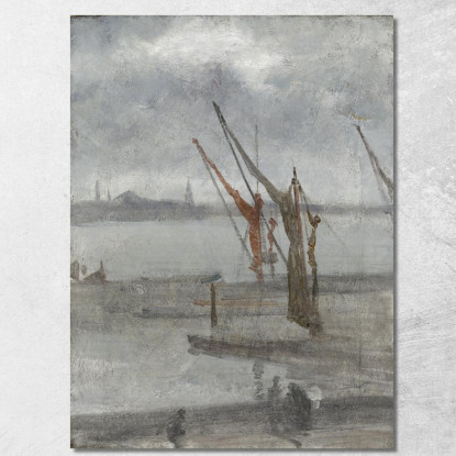 Grigio E Argento - Chelsea Wharf James Abbott McNeill Whistler jam41 quadro stampato su tela