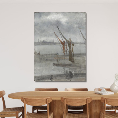 Grigio E Argento - Chelsea Wharf James Abbott McNeill Whistler jam41 quadro stampato su tela