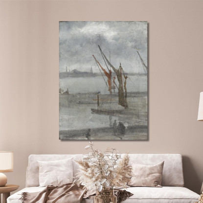 Grigio E Argento - Chelsea Wharf James Abbott McNeill Whistler jam41 quadro stampato su tela