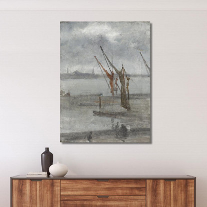 Grigio E Argento - Chelsea Wharf James Abbott McNeill Whistler jam41 quadro stampato su tela