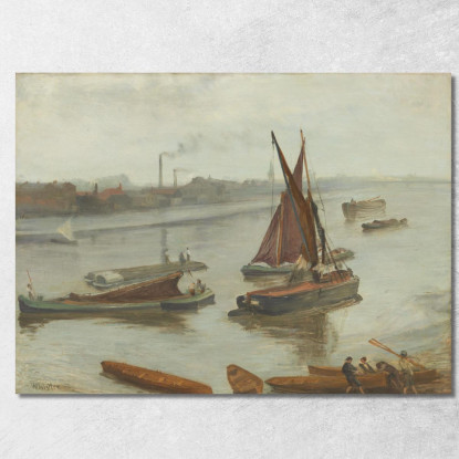 Grigio E Argento - Old Battersea Reach James Abbott McNeill Whistler jam42 quadro stampato su tela