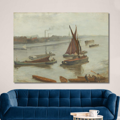 Grigio E Argento - Old Battersea Reach James Abbott McNeill Whistler jam42 quadro stampato su tela