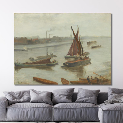 Grigio E Argento - Old Battersea Reach James Abbott McNeill Whistler jam42 quadro stampato su tela