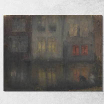 Notturno Nero E Rosso Canale Interno D'Olanda James Abbott McNeill Whistler jam71 quadro stampato su tela