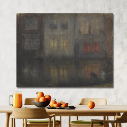 Notturno Nero E Rosso Canale Interno D'Olanda James Abbott McNeill Whistler jam71 quadro stampato su tela