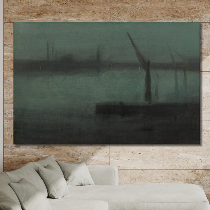 Notturno Blu E Argento Battersea Reach James Abbott McNeill Whistler jam73 quadro stampato su tela
