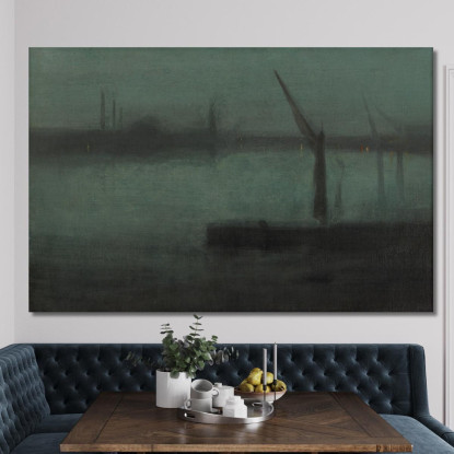 Notturno Blu E Argento Battersea Reach James Abbott McNeill Whistler jam73 quadro stampato su tela