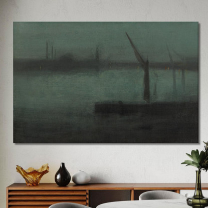 Notturno Blu E Argento Battersea Reach James Abbott McNeill Whistler jam73 quadro stampato su tela