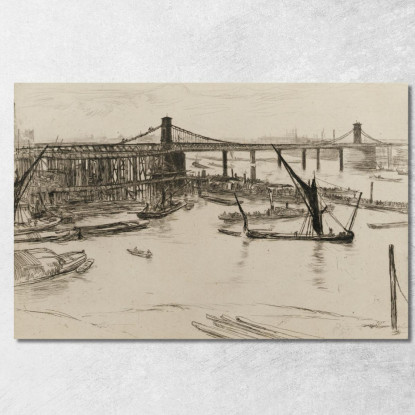 Vecchio Ponte Di Hungerford 2 James Abbott McNeill Whistler jam79 quadro stampato su tela