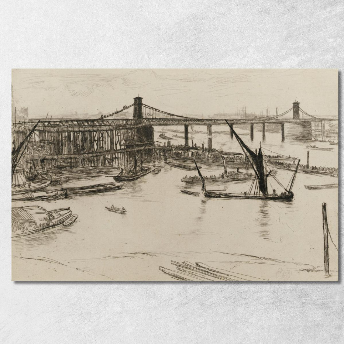 Vecchio Ponte Di Hungerford 2 James Abbott McNeill Whistler jam79 quadro stampato su tela