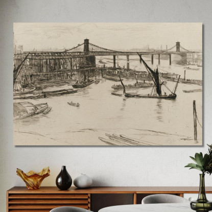Vecchio Ponte Di Hungerford 2 James Abbott McNeill Whistler jam79 quadro stampato su tela