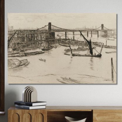 Vecchio Ponte Di Hungerford 2 James Abbott McNeill Whistler jam79 quadro stampato su tela