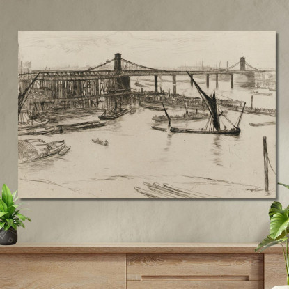 Vecchio Ponte Di Hungerford 2 James Abbott McNeill Whistler jam79 quadro stampato su tela