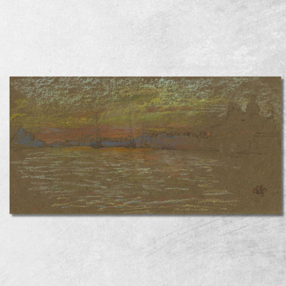 La Riva Al Tramonto Rosso E Oro James Abbott McNeill Whistler jam134 quadro stampato su tela