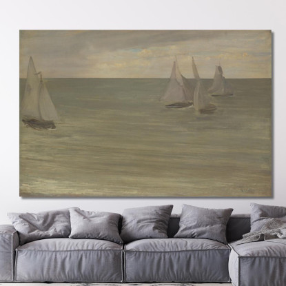 Trouville Grigio E Verde: Il Mare D'Argento James Abbott McNeill Whistler jam143 quadro stampato su tela