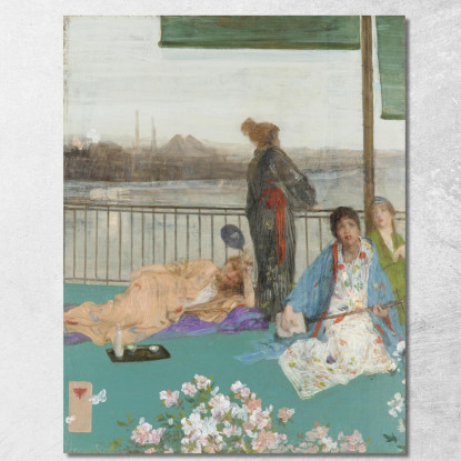 Variazioni In Color Carne E Verde: Il Balcone James Abbott McNeill Whistler jam145 quadro stampato su tela