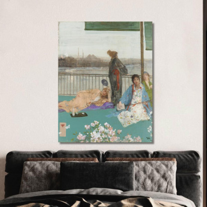 Variazioni In Color Carne E Verde: Il Balcone James Abbott McNeill Whistler jam145 quadro stampato su tela