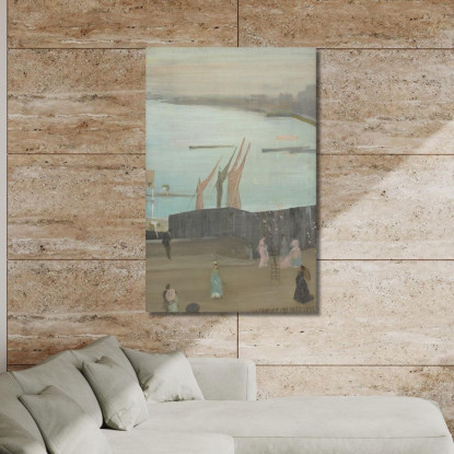Variazioni In Rosa E Grigio: Chelsea James Abbott McNeill Whistler jam146 quadro stampato su tela