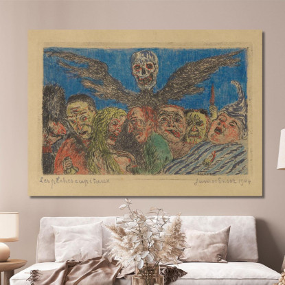 I Peccati Capitali Dominati Dalla Morte James Ensor jen24 quadro stampato su tela