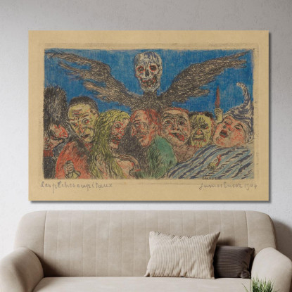 I Peccati Capitali Dominati Dalla Morte James Ensor jen24 quadro stampato su tela