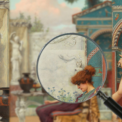 L'Avvolgimento Della Lana In Un Giardino Pompeiano John William Godward jwg93 quadro stampato su tela
