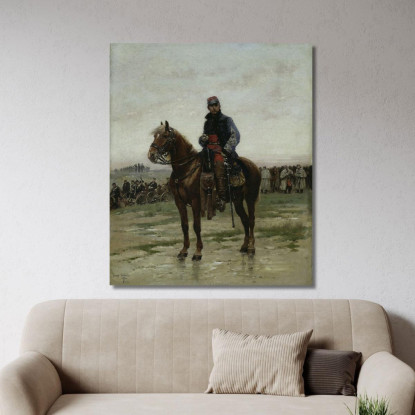 Un Ufficiale A Cavallo Jean-Baptiste Édouard Detaille jbd4 quadro stampato su tela