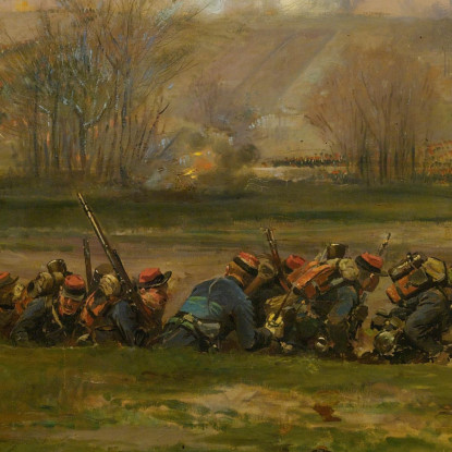 Allant Au Feu: Un Frammento Del Panorama Della Battaglia Di Champigny Jean-Baptiste Édouard Detaille jbd6 quadro stampato su te