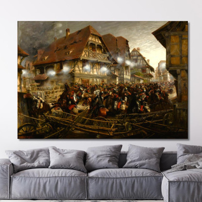 Carica Del 9º Reggimento Di Corazzieri Nel Villaggio Di Morsbronn Jean-Baptiste Édouard Detaille jbd9 quadro stampato su tela