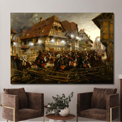Carica Del 9º Reggimento Di Corazzieri Nel Villaggio Di Morsbronn Jean-Baptiste Édouard Detaille jbd9 quadro stampato su tela