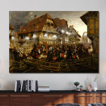 Carica Del 9º Reggimento Di Corazzieri Nel Villaggio Di Morsbronn Jean-Baptiste Édouard Detaille jbd9 quadro stampato su tela