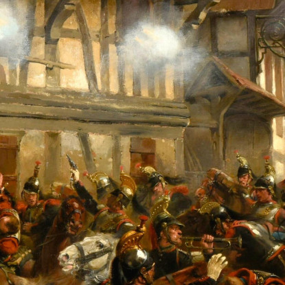 Carica Del 9º Reggimento Di Corazzieri Nel Villaggio Di Morsbronn Jean-Baptiste Édouard Detaille jbd9 quadro stampato su tela