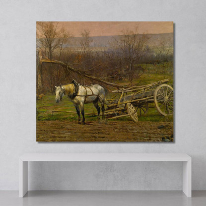 Carretto Trainato Da Un Cavallo Bianco Jean-Baptiste Édouard Detaille jbd10 quadro stampato su tela