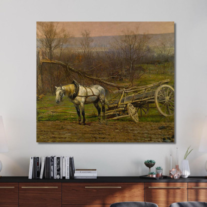 Carretto Trainato Da Un Cavallo Bianco Jean-Baptiste Édouard Detaille jbd10 quadro stampato su tela