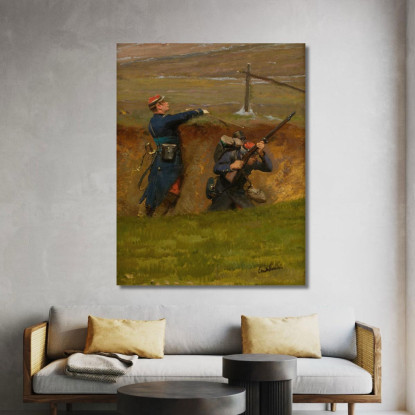 In Un Burrone. Fanti Di Linea 2 Jean-Baptiste Édouard Detaille jbd15 quadro stampato su tela