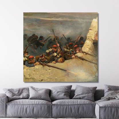 Appostati Dietro Un Muro. Fanti Di Linea: Un Frammento Del Panorama Della Battaglia Di Champigny Jean-Baptiste Édouard Detaille