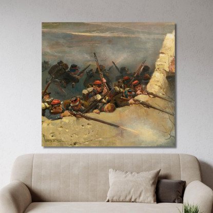 Appostati Dietro Un Muro. Fanti Di Linea: Un Frammento Del Panorama Della Battaglia Di Champigny Jean-Baptiste Édouard Detaille