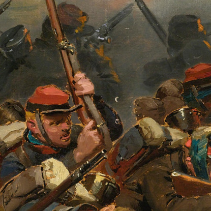 Appostati Dietro Un Muro. Fanti Di Linea: Un Frammento Del Panorama Della Battaglia Di Champigny Jean-Baptiste Édouard Detaille