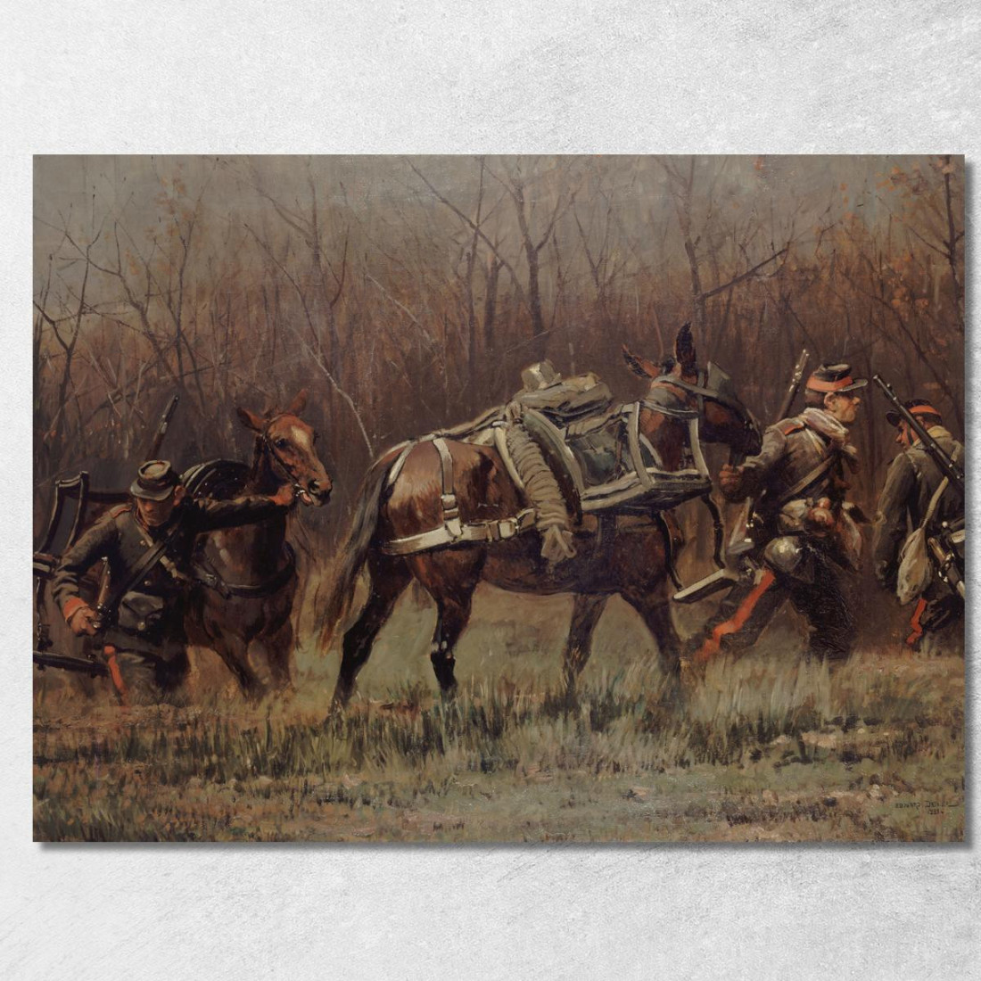 Scena Militare: Mobiles Che Conducono Muli D'Ambulanza (Frammento Del Panorama Di Champigny) Jean-Baptiste Édouard Detaille jbd