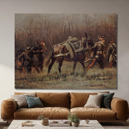 Scena Militare: Mobiles Che Conducono Muli D'Ambulanza (Frammento Del Panorama Di Champigny) Jean-Baptiste Édouard Detaille jbd