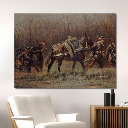 Scena Militare: Mobiles Che Conducono Muli D'Ambulanza (Frammento Del Panorama Di Champigny) Jean-Baptiste Édouard Detaille jbd