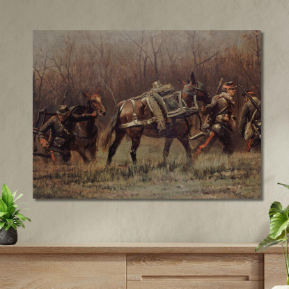 Scena Militare: Mobiles Che Conducono Muli D'Ambulanza (Frammento Del Panorama Di Champigny) Jean-Baptiste Édouard Detaille jbd