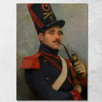 Autoritratto Con Uniforme Da Soldato Dell'Artiglieria A Cavallo Francese Jean-Baptiste Édouard Detaille jbd25 quadro stampato s