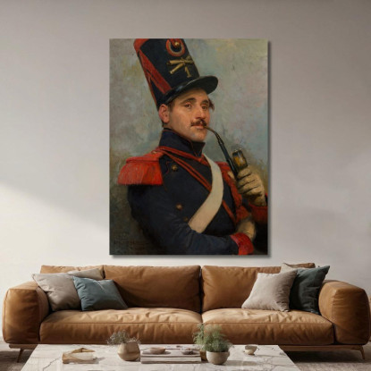 Autoritratto Con Uniforme Da Soldato Dell'Artiglieria A Cavallo Francese Jean-Baptiste Édouard Detaille jbd25 quadro stampato s