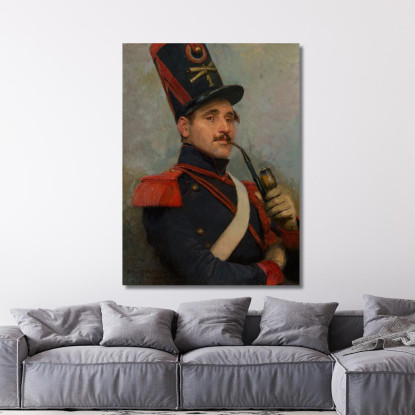 Autoritratto Con Uniforme Da Soldato Dell'Artiglieria A Cavallo Francese Jean-Baptiste Édouard Detaille jbd25 quadro stampato s