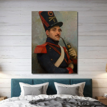 Autoritratto Con Uniforme Da Soldato Dell'Artiglieria A Cavallo Francese Jean-Baptiste Édouard Detaille jbd25 quadro stampato s