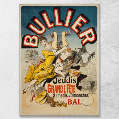 Bullier Giovedì Grande Fete Sabato E Domenica Ballo Jules Chéret jch16 quadro stampato su tela