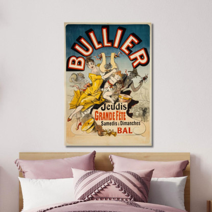 Bullier Giovedì Grande Fete Sabato E Domenica Ballo Jules Chéret jch16 quadro stampato su tela